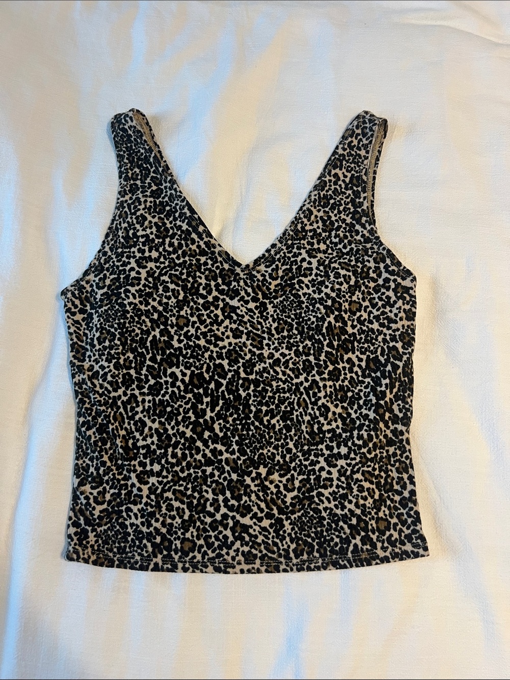 BDG Leopard-Print V-Neck Tank Top in Tan and Black
